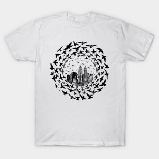 Birds circling over New York City T-Shirt